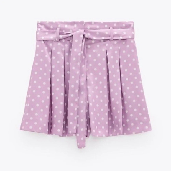 NWT Zara High Waisted Lavender‎ Pleated Shorts Size Small - Picture 1 of 5